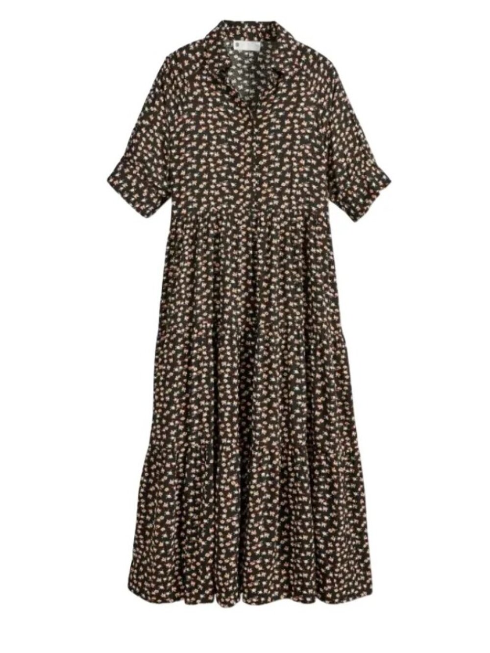 ELLA SIMONE Tiered Floral Midaxi Dress in Black  SZ 1X